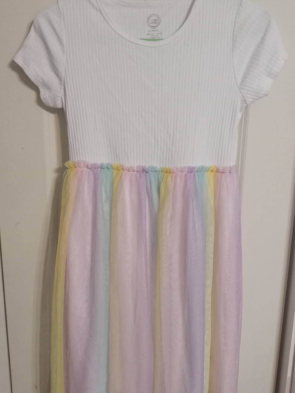 wonder nation White Top with Pastel Rainbow Tulle Skirt